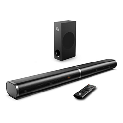 Barra de Sonido 2.1Canales para TV, BOMAKER 190W con Subwoofer, Potencia 120 dB, HDMI, Bluetooth 5.0, 5 Modos de Sonido, Bajos Ajustables, Óptico, 3,5 en oferta