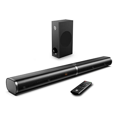 Barra de Sonido 2.1Canales para TV, BOMAKER 190W con Subwoofer, Potencia 120 dB, HDMI, Bluetooth 5.0, 5 Modos de Sonido, Bajos Ajustables, Óptico, 3,5