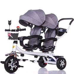 ZJJ Sillas de Paseo Cochecito de bebé, Cochecito de bebé, Carro de Viaje Triciclo Doble for niños Carro de bebé Gemelo Cochecito Grande Toldo extendid precio