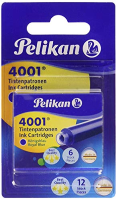 Pelikan 4001 - Recambios de tinta para pluma estilográfica (12 unidades), color azul real