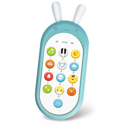 Richgv Movil Bebe, Telefono Juguete, Mando a Distancia Conejo, Teléfono para niños con Luces de Flash, Sonidos y Canciones(Azul) precio