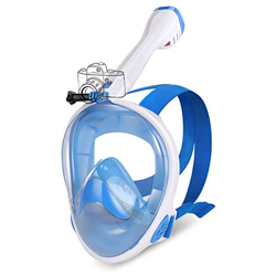 IMMEK Máscara de Buceo Doble Antivaho 180 ° Vista Panorámico Cara Completa Respirar Gafas Snorkel Anti-Fugas Retirable con Cámara Acuatica Deportiva l características