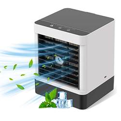 Aire acondicionado portátil, mini enfriador de aire, aire acondicionado, humidificador, enfriador de evaporación, ventilador de mesa con 3 velocidades en oferta