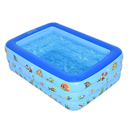 Piscina hinchable rectangular para niños, jóvenes y adultos, azul piscina para interiores, patio trasero, jardín, fiestas acuáticas al aire libre (143 características