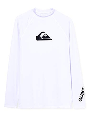 Quiksilver All Time - Licra De Manga Larga con Protección Solar UPF 50 para Hombre Licra De Manga Larga con Protección Solar UPF 50, Hombre, White, S