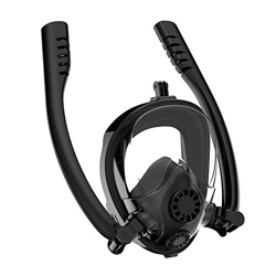 RatenKont Mascarilla de Snorkel de Cara Completa Doble Aliento Buceo Mascarilla de Snorkel Submarino Scuba de Buceo Snorkeling Black 13 L/XL precio