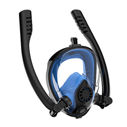 RatenKont Mascarilla de Snorkel de Cara Completa Doble Aliento Buceo Mascarilla de Snorkel Submarino Scuba de Buceo Snorkeling Black Blue 11 S/M características