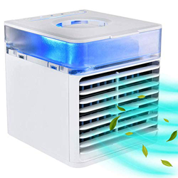 Queta Mini Air Cooler Enfriador de Aire Mini Aire Acondicionado Portátil 4 en 1 Enfriador de Aire humidificador Ventilador y Purificador con 3 Velocid características