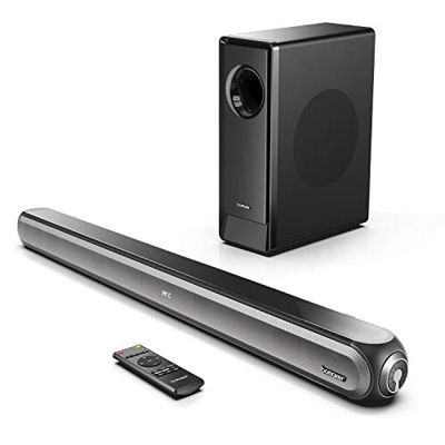 Bomaker Barra de Sonido Dloby 240W para TV con Subwoofer inalámbrico135 dB Sonido 3D, 4K HDR de Tamaño Extra, Soporta Conexiones Óptico/HDMI ARC/Aux/U