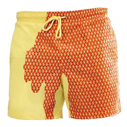 Sanfiyya Los Hombres los Troncos de Nadada elástico de la Cintura Color Que Cambia Shorts de Playa con cordón Bolsillos Amarillo M características