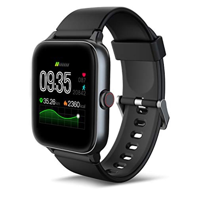 IOWODO Smartwatch,Reloj Inteligente con 1.54 Pulgadas Táctil Completa IP68 para Pulsómetro,Podómetro, Cronómetro,Calorías,Modo de Natación,Hombre Muje