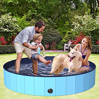 BOIROS Piscina Perros Grande, Piscina Plegable para Niños, PVC Antideslizante y Resistente al Desgaste, Piscinas Desmontables, Adecuado para Interior 