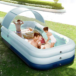 SYFANG Piscina Inflable Grande Rectangular Familiar al Aire Libre Llena jardín, Carga inalámbrica, con toldo, protección Solar-Blue_2.1m 3 Pisos en oferta