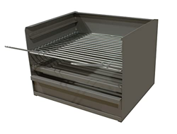 Cajón para Barbacoa con parilla, barbacoa rectangular 50x41 carbón y leña con 3 alturas y cajón para cenizas. características