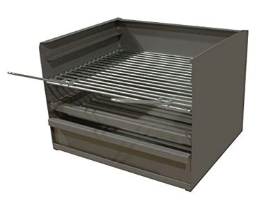 Cajón para Barbacoa con parilla, barbacoa rectangular 50x41 carbón y leña con 3 alturas y cajón para cenizas.