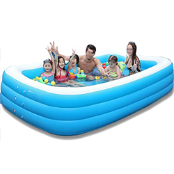 Piscinas inflables para niños Familia Inflable Rectangular Pool Outdoor Garden Backyard Backyard Water Party (Color : Blue, Size : 210X140X65CM) características