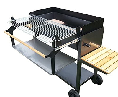 Barbacoa de carbón y leña con sistema de parrilla elevable y extraíble de 83cm