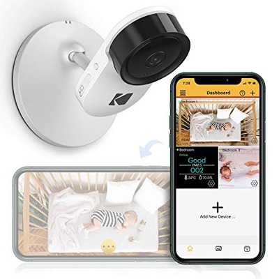 Cámara para bebés KODAK Cherish C120 con app móvil - Cámara para bebés de alta resolución con zoom remoto, audio bidireccional, visión nocturna, largo