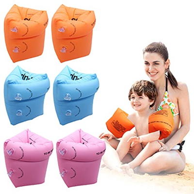 Anillo de Brazo de Natación, Manguitos Flotadores, Manguitos de natación para niños, 6-Pack, Manguitos de Natación con Bomba de Aire para Niños y Adul