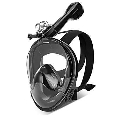 IMMEK Máscara de Buceo Doble Antivaho 180 ° Vista Panorámico Cara Completa Respirar Gafas Snorkel Anti-Fugas Retirable con Cámara Acuatica Deportiva l