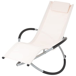 ECD Germany Tumbona Mecedora Plegable Crema con Cojín Reposacabezas Sillón Ergonómico Resistente a los Rayos UV y a la Intemperie Robusto para Relax I características