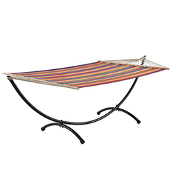 casa.pro] Hamaca XXL con Soporte (Multicolor) (150 x 300 cm) Conjunto Completo Superficie para tumbarse en oferta