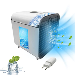 Air Mini Cooler Aire Acondicionado Portátil, Enfriador USB Aire Acondicionado 3 en 1 Ventilador Purificador Humidificador, 7 Colores, 3 Velocidades Aj en oferta