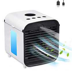 Mini Enfriador de Aire Mgee Móvil Aire Acondicionado Portatil 4 en 1 Personal USB Air Cooler Ventilador Humidificador Purificador, 3 Velocidades, para precio