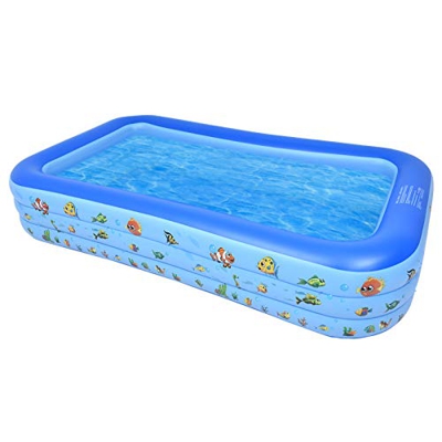 Bellanny Piscina Hinchable Rectangular 295x170x55cm, Piscina Inflable Familiar, Portátil, de Viaje,Fiesta de Verano en Jardín, Patio, Azul