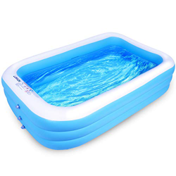 Lunvon Piscina Hinchable Rectangular, Piscina Inflable Familiar 305cm x 183cm x 56cm, Azul, Piscina Duradera para Patio, Jardín, Fiesta al Aire Libre características