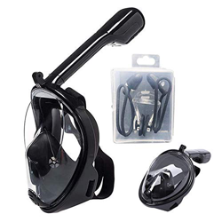 Máscara de buceo y tapones para los oídos, tubo pLuLyLable 180 ° Visible máscara de snorkel de cara completa antivaho y antifugas, soporte para cámara precio