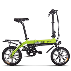 RICH BIT Bicicleta eléctrica RT-618, batería de Iones de Litio de 250 W 36 V * 10,2 Ah, Bicicleta de Ciudad Plegable de 14 Pulgadas para Adultos (Verd precio