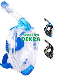 Khroom® Máscara de Snorkel Segura para CO2, Máscara Facial de Esnórquel Antivaho | Seaview X - Máscara de Buceo para Adultos y niños (Azul Claro, L/XL precio