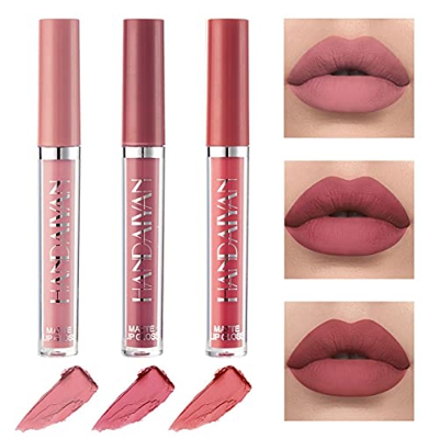 Xiangmall 3 Piezas Pintalabios Mate Liquido Lápiz Labial de Larga Duración Pintalabios Impermeable Hidratante Kit Maquillaje Regalo Pintalabios Larga 