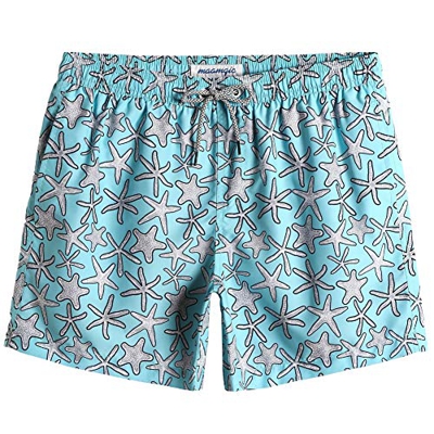 MaaMgic 5.5" Bañadores Hombre Shorts de Playa para Natación y Surf Traje de Baño Secado Rápido para Vacaciones, Estrella de Mar-Azul,L