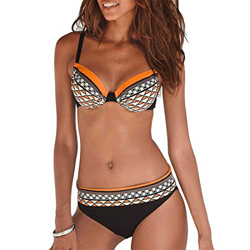 Bikini Mujer Estampado Tribal Push Up Trajes de Baño Ropa Sexy Bohemia Conjunto Bikinis (Naranja, M) características