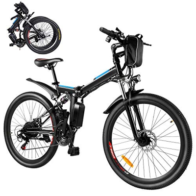 Bicicleta Eléctrica E-Bike, Bicicleta Eléctrica Plegable de 26'' 250W con Batería Extraíble de 8Ah, Profesional de 21 Velocidades, Bicicleta de Ciudad