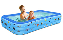 Chalpr - Piscina hinchable para niños y familias, rectangular plegable de PVC de grandes dimensiones 300 x 175 x 55 cm, portátil, interior y exterior, precio