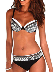 Bikini Mujer Estampado Tribal Push Up Trajes de Baño Ropa Sexy Bohemia Conjunto Bikinis (Blanco, L) características