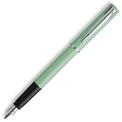 Waterman Allure pluma estilográfica, Lacado en color verde menta mate con adornos cromados, Plumín fino de acero inoxidable, Tinta azul, Con estuche d