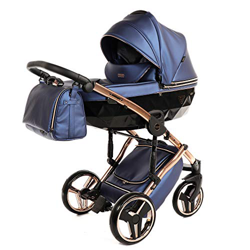 Sistema de viaje 3 en 1, silla de paseo, carrito con capazo y silla de coche y accesorios Junama Diamond Fluo (01 Kupfer-Fluo Blau, 2IN1) precio