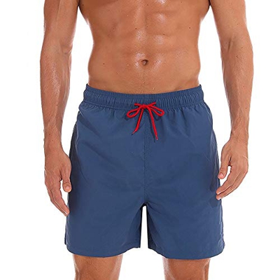 SmartQian Bañador para hombre con forro de malla y cordón ajustable. azul M