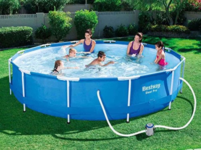 Bestway Steel Pro - Piscina con Bomba de Filtro y Cartucho, 6473 litros, Blanco, 366 x 366 x 76 cm