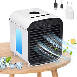 Aire Acondicionado Móvi Portátil, Nifogo 4 en 1 Air Mini Cooler Purificador Humidificador Luz Nocturna Ventilador Leakproof,3 Velocidades, para Hogar  en oferta