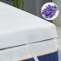 BedStory Colchón Topper Viscoelástico 135x190x5cm, Sobrecolchón Ergonómico con Funda Extraíble, con Esencia de Lavanda, Cubierta de Microfibra, CertiP en oferta