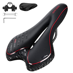 Sillín de Bici de Gel, JOLY FANG Sillín de Bicicleta Montaña Cómodo, Asiento de Bicicleta Hueco y ergonómico, para Bicicletas de MTB/Carreras (Rojo) precio