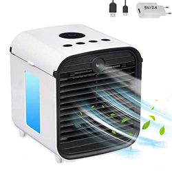 Mini Enfriador de Aire Nifogo 4 en 1 Aire Acondicionado Portatil Móvil Personal USB Air Cooler Ventilador Humidificador Purificador, 3 Velocidades, pa características