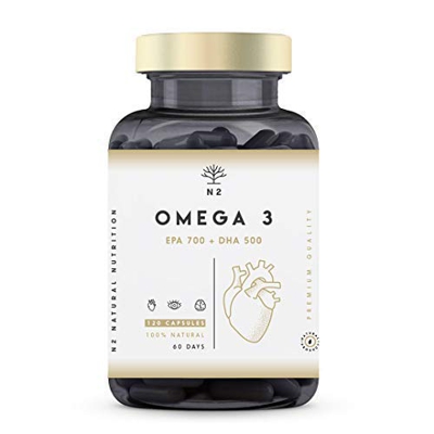 Omega 3 2000mg, 700mg EPA, 500mg DHA. Aceite de Pescado, Vitamina E. Regula el Colesterol, Favorece la Vista, Corazón y Cerebro Saludables. Libre de M