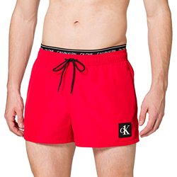 Calvin Klein Short Double WB Bañador para Hombre, Rojo Feroz, L en oferta