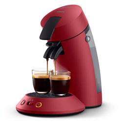 Philips Senseo Original Plus CSA210/90 - Cafetera de monodosis (selección de intensidad, tecnología de café Boost, plástico reciclado), color rojo osc en oferta